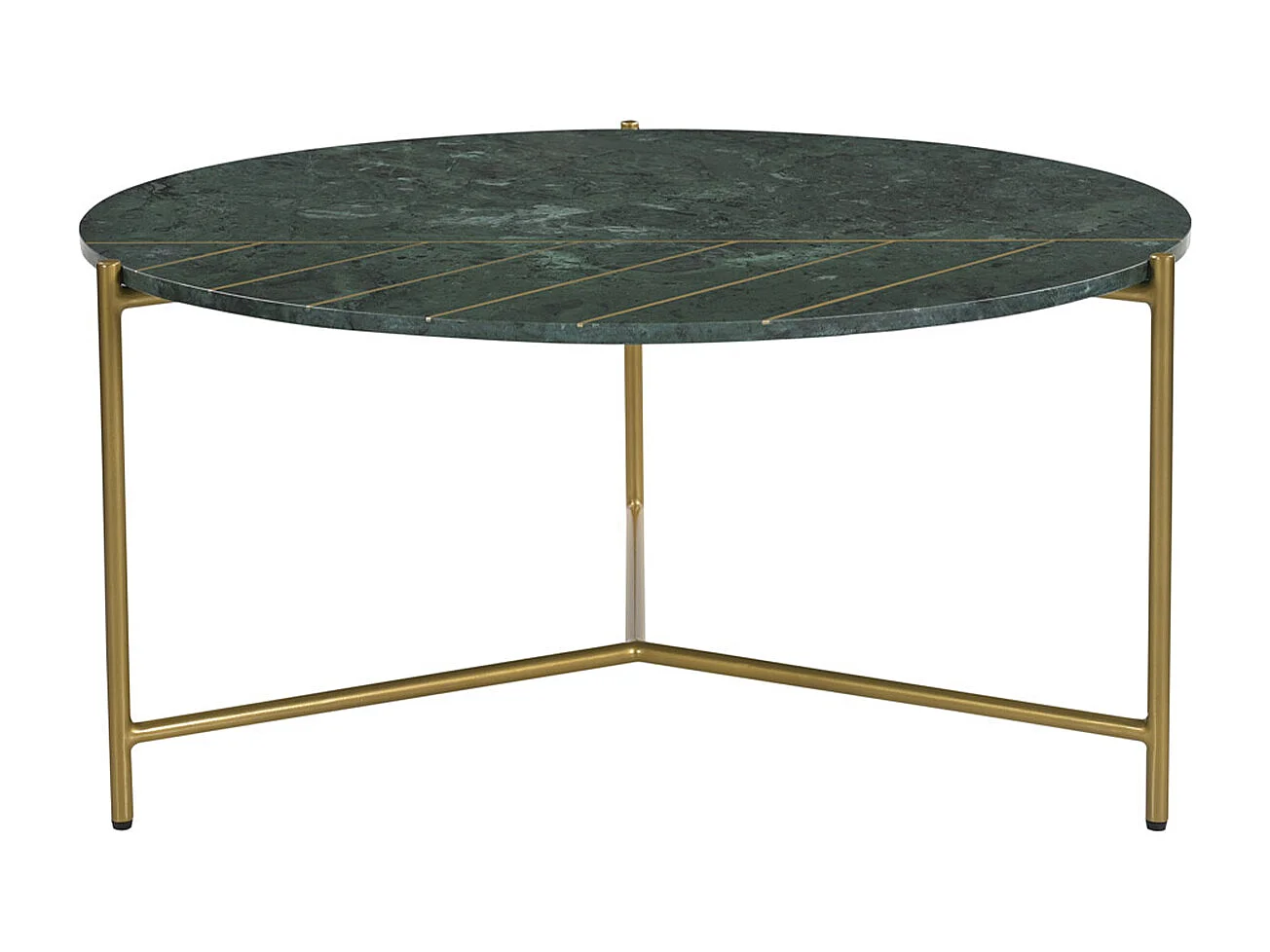 Runder Design-Couchtisch aus grünem Marmor und Messing D 90 cm SILLON