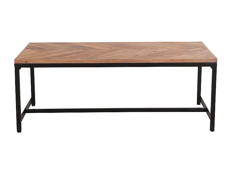 Niedriger Tisch modern aus Akazienholz und schwarzem Metall STICK