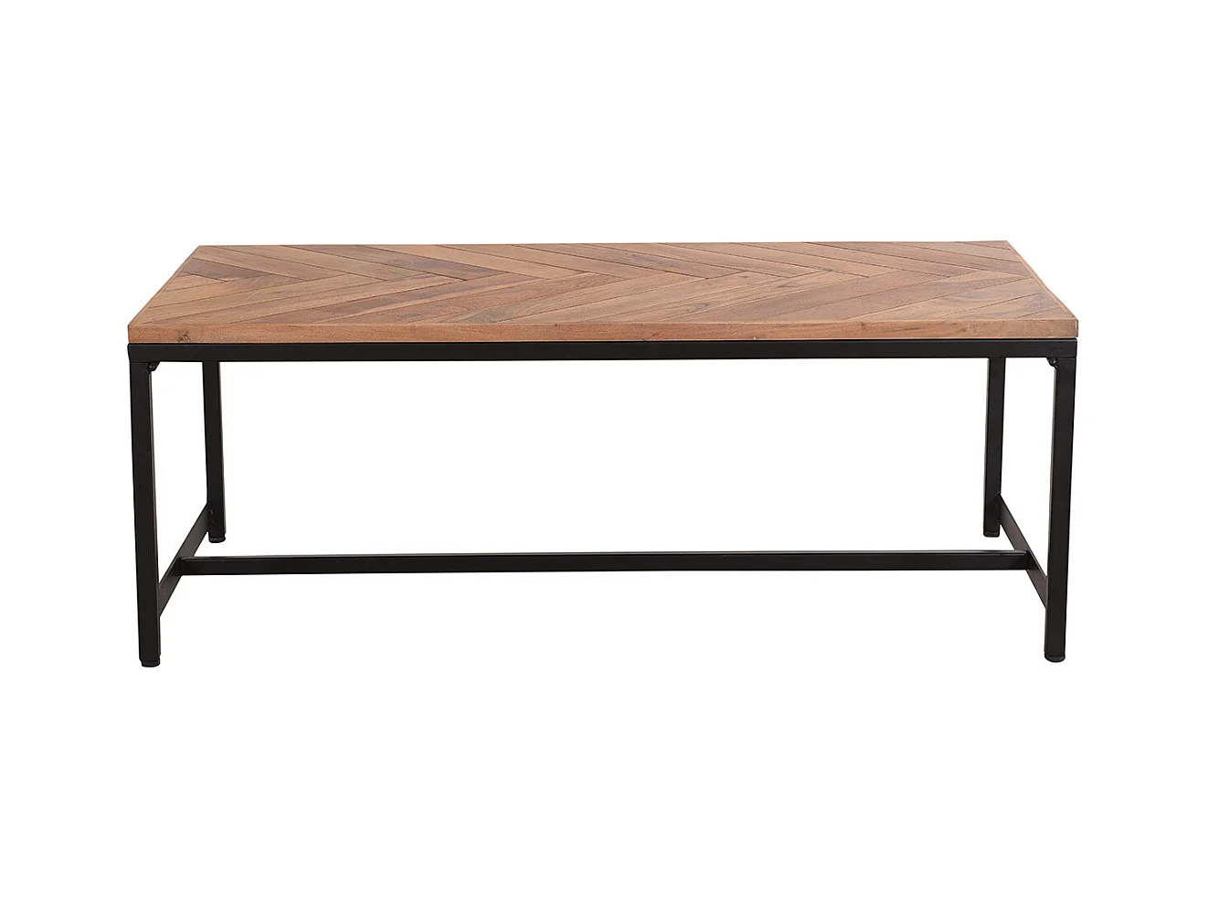 Niedriger Tisch modern aus Akazienholz und schwarzem Metall STICK