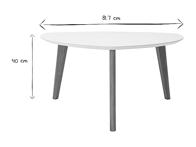 Tavolino design bianco L80 cm EKKA