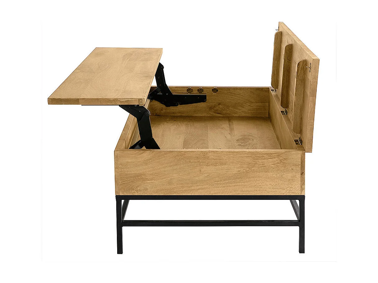 Mesa de centro elevable industrial mango y metal L110 cm YPSTER