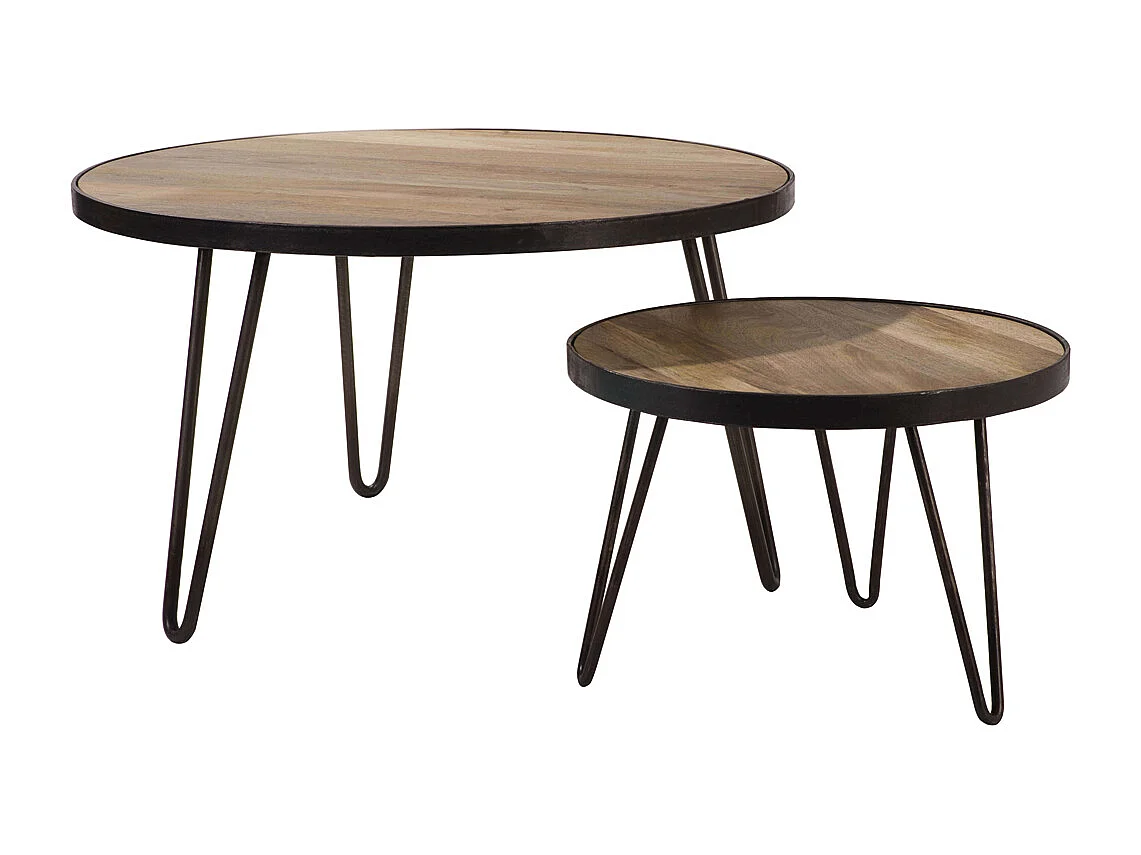 Mesa de centro redonda diseño industrial 80x45 cm ATELIER