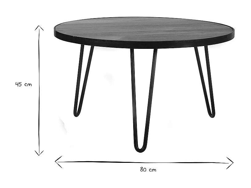 Tavolino rotondo design industriale 80x45cm ATELIER