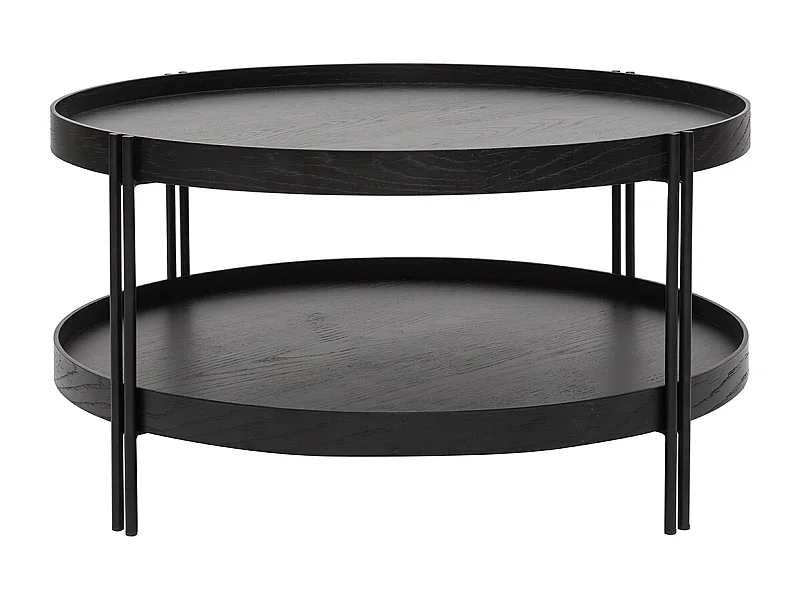 Tavolino rotondo in rovere nero e finitura metallo D80 cm TWICE