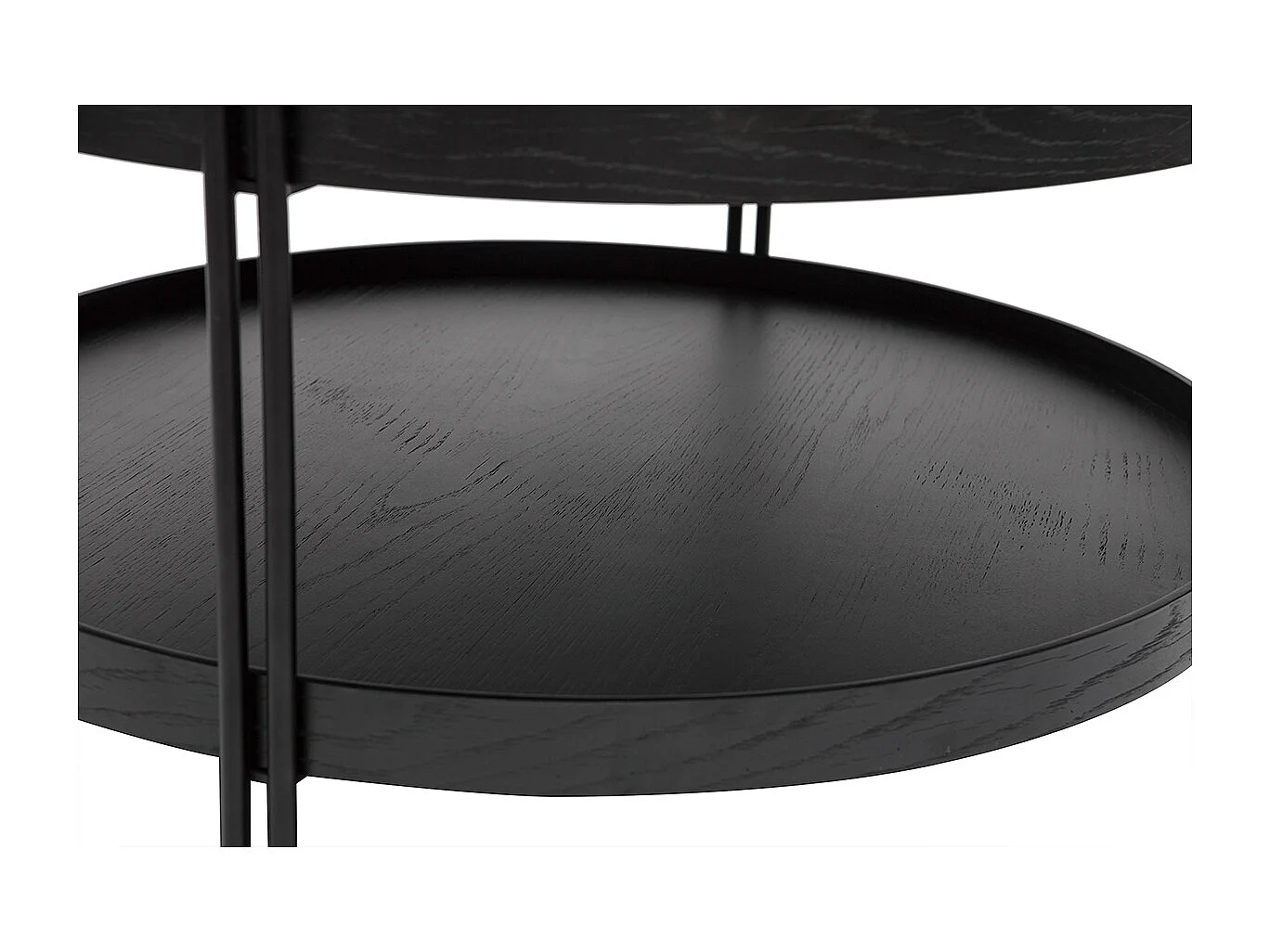 Table basse ronde design bois noir et métal noir D80 cm TWICE