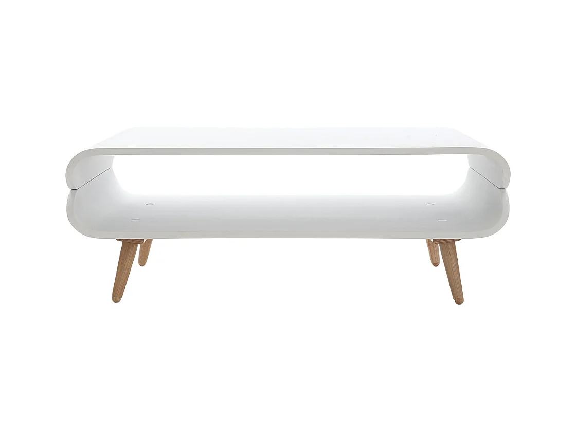 Table basse rectangulaire scandinave blanc et bois clair L118 cm TAKLA
