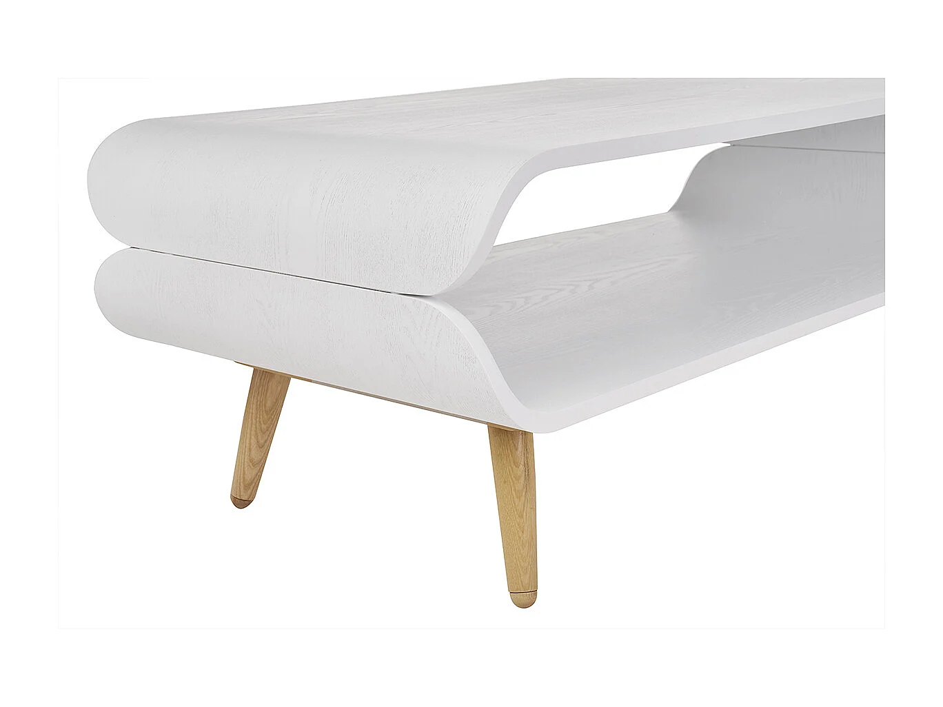 Table basse rectangulaire scandinave blanc et bois clair L118 cm TAKLA