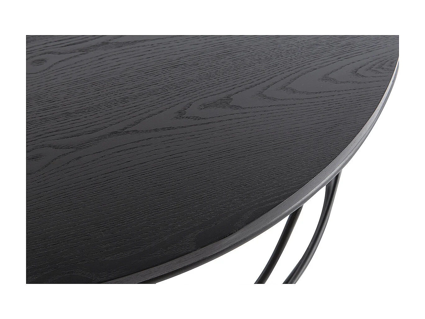 Couchtisch Holz und Metall Schwarz rund 80 cm LACE