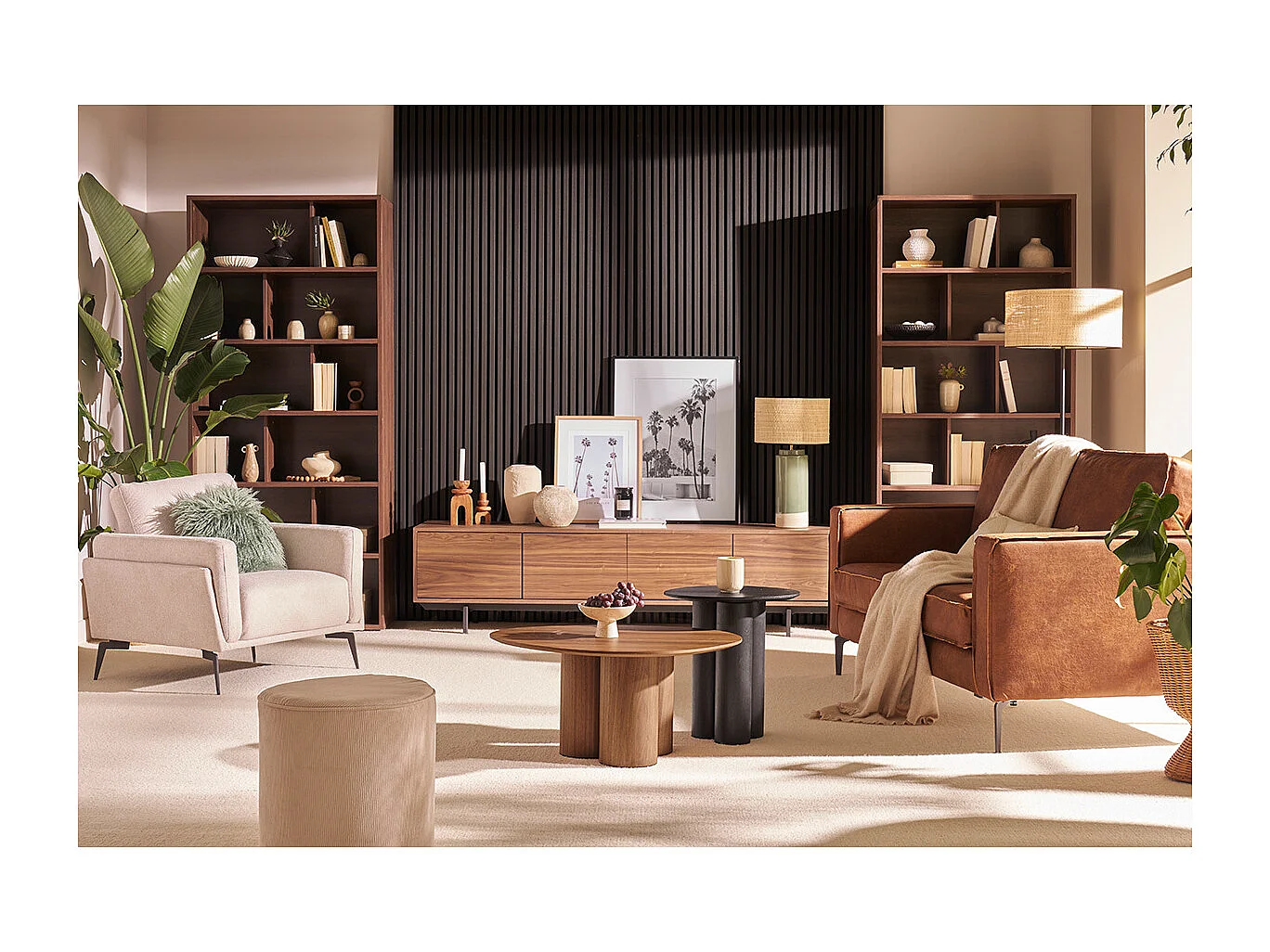 Design-Couchtisch Walnuss HOLLEN