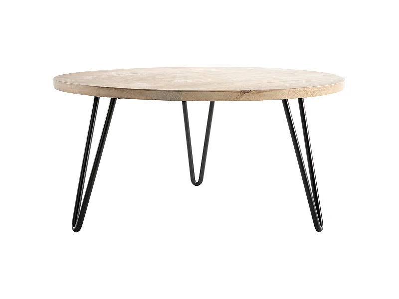 Tavolino basso rotondo in mango piedi metallo VIBES