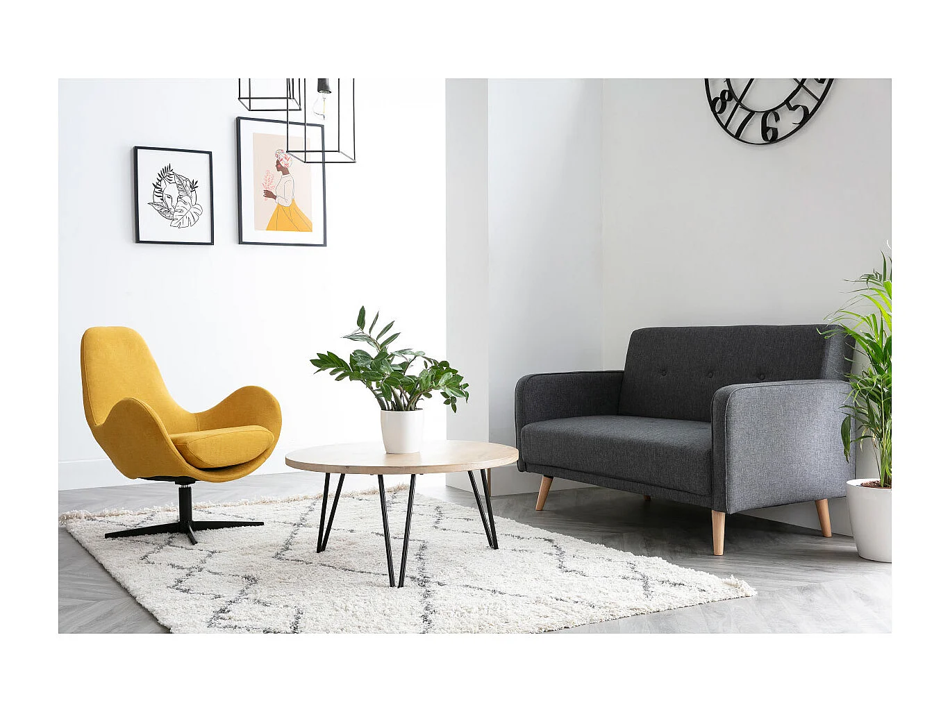 Tavolino basso rotondo in mango piedi metallo VIBES