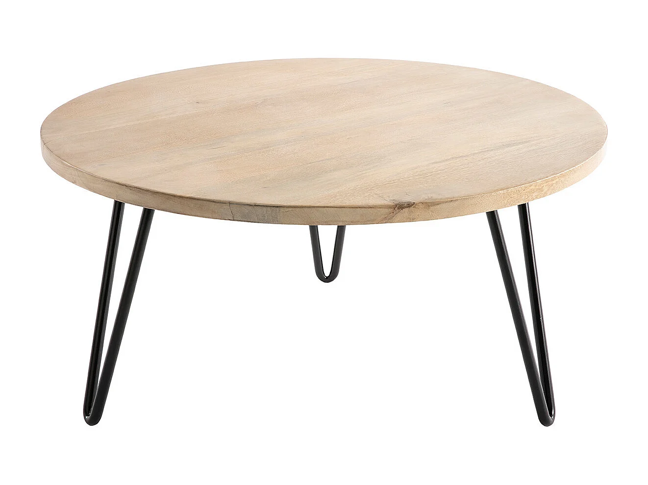 Tavolino basso rotondo in mango piedi metallo VIBES