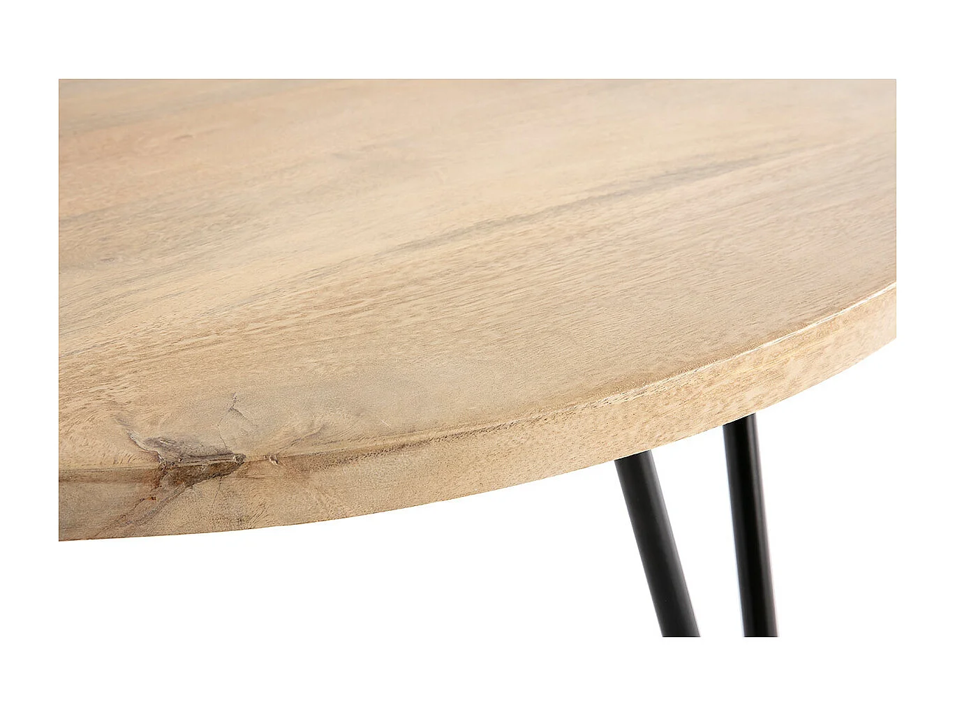 Tavolino basso rotondo in mango piedi metallo VIBES