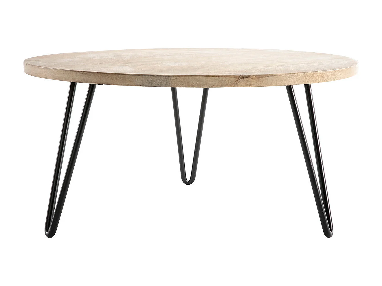 Tavolino basso rotondo in mango piedi metallo VIBES