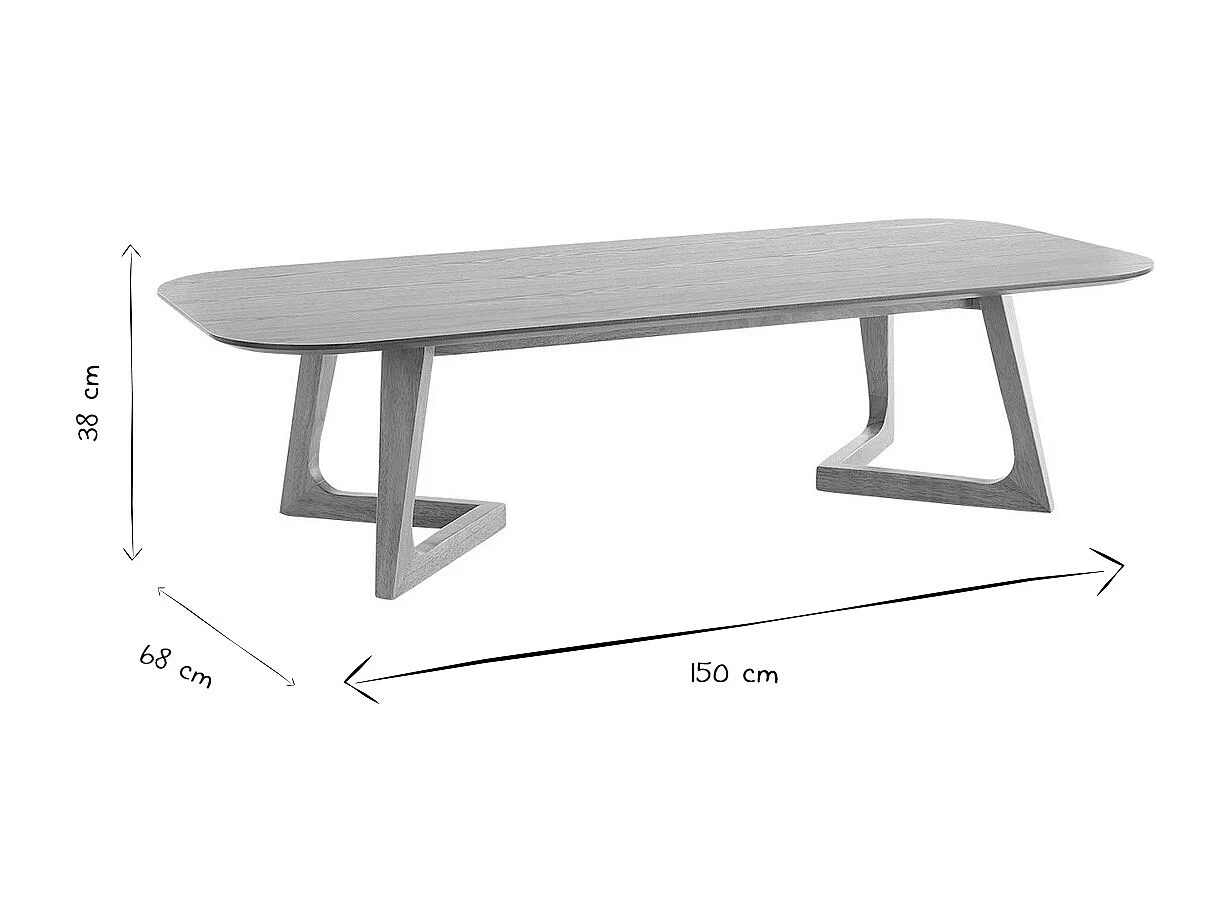 Table basse rectangulaire scandinave bois clair L150 cm JUKE