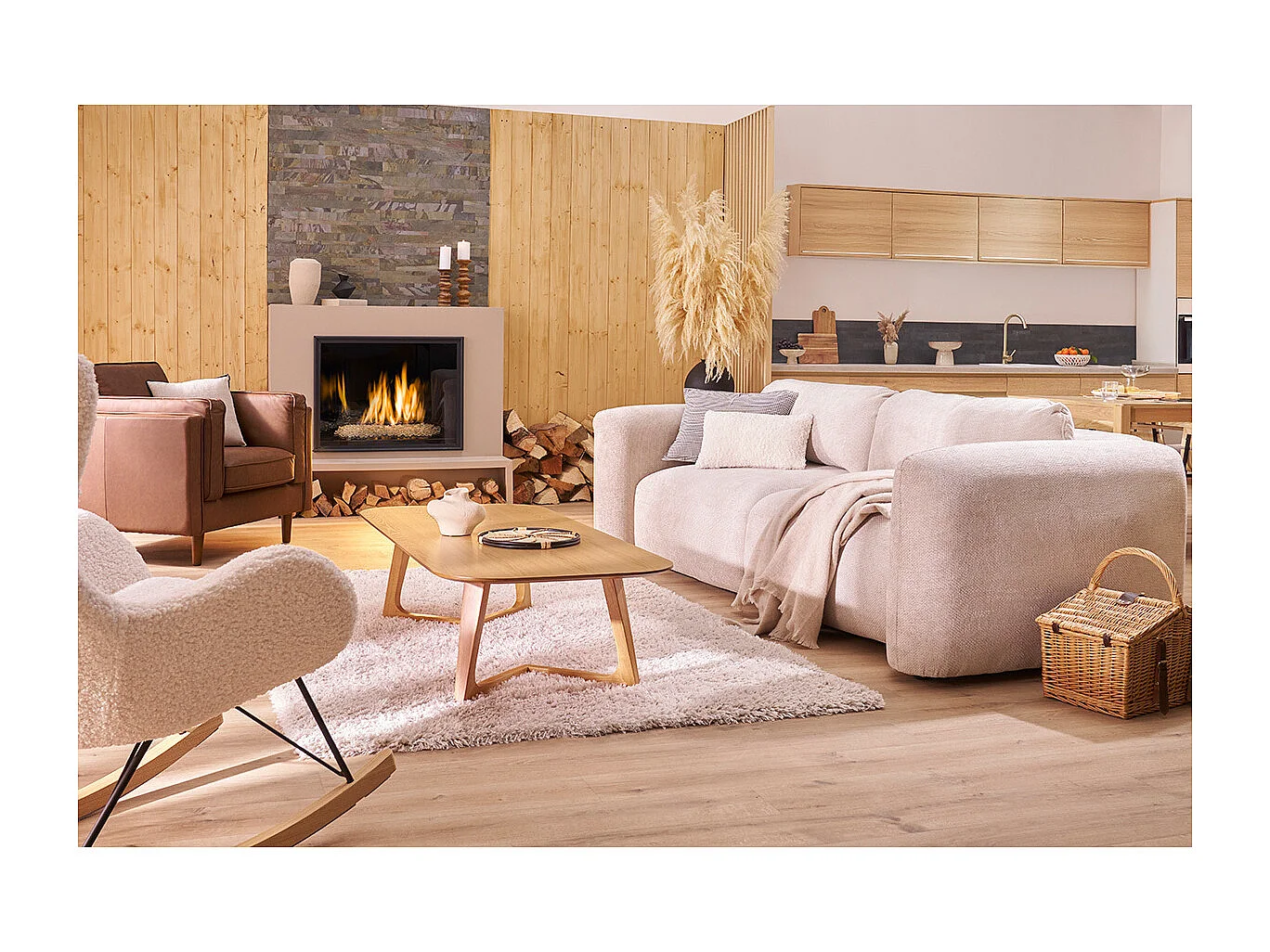 Rechteckiger skandinavischer Couchtisch aus hellem Holz L150 cm JUKE