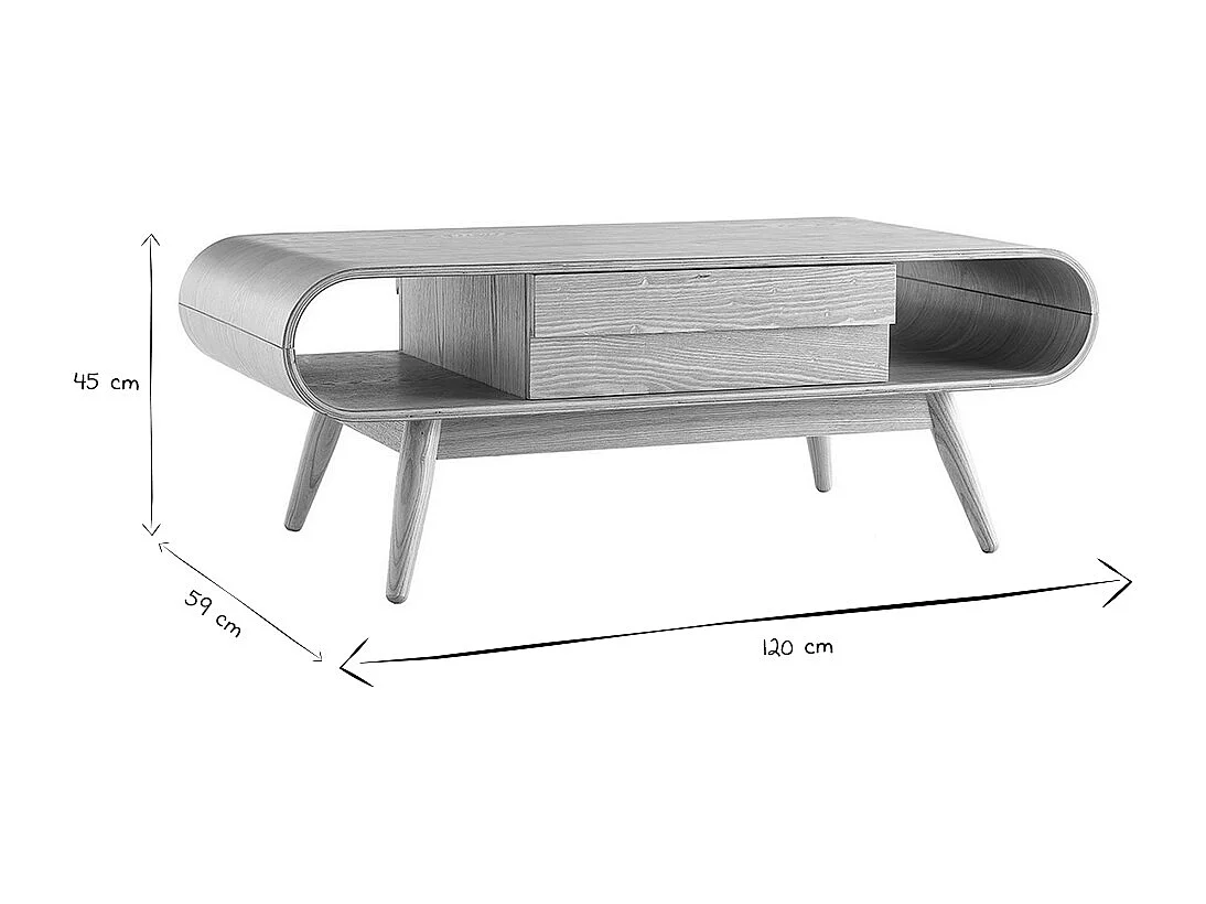 Table basse rectangulaire avec rangements scandinave bois clair L120 cm BALTIK
