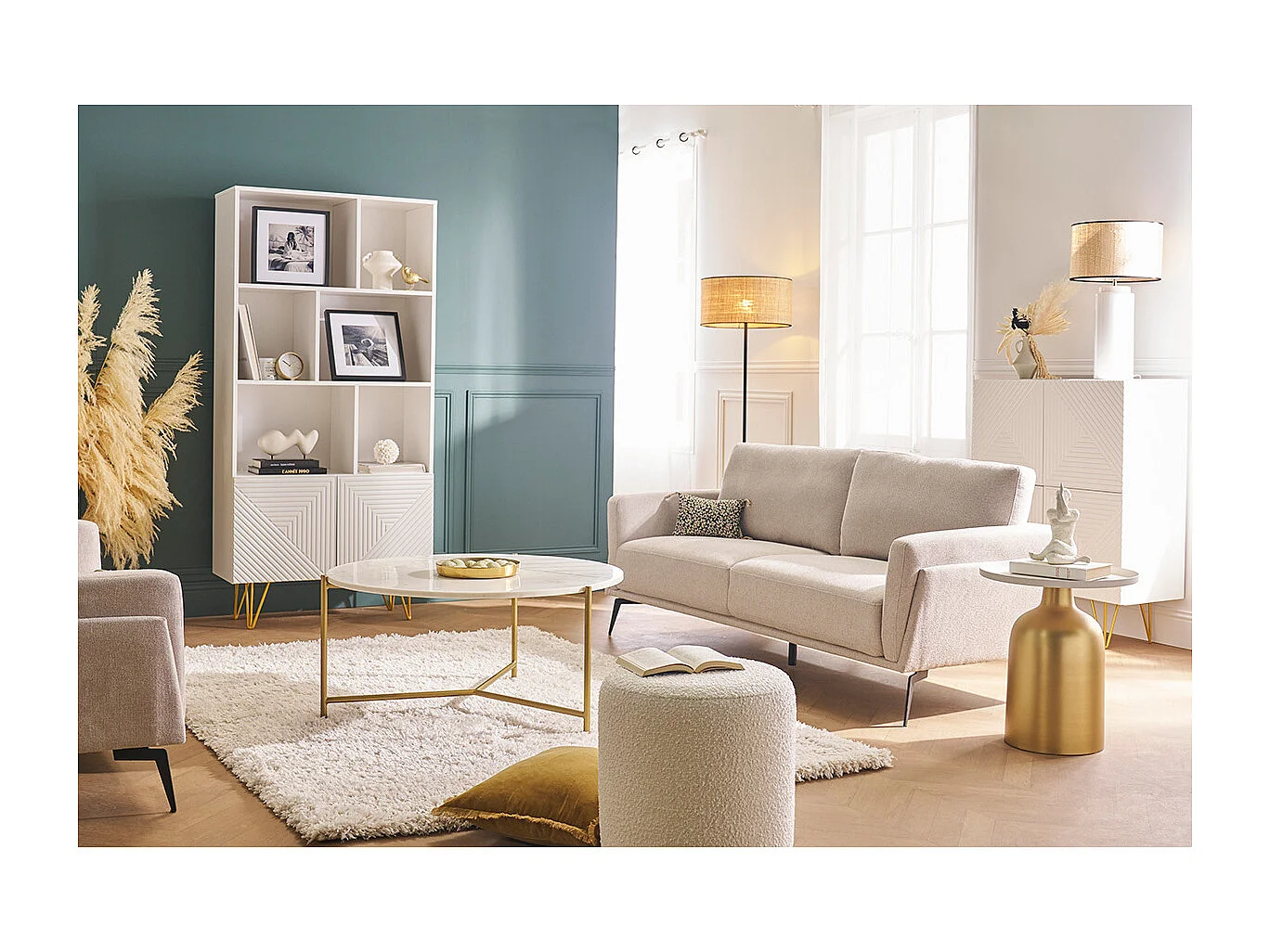 Runder Couchtisch aus weißem Marmor SILLON