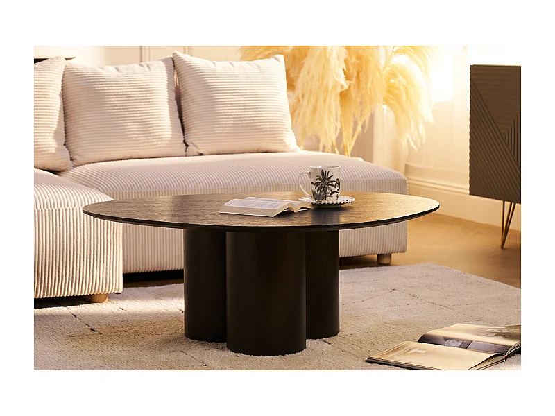 Table basse design bois noir L78 cm HOLLEN