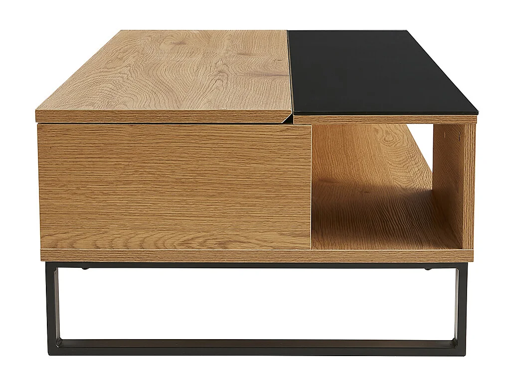 Table basse relevable rectangulaire bois clair et métal noir L110 cm WYNN