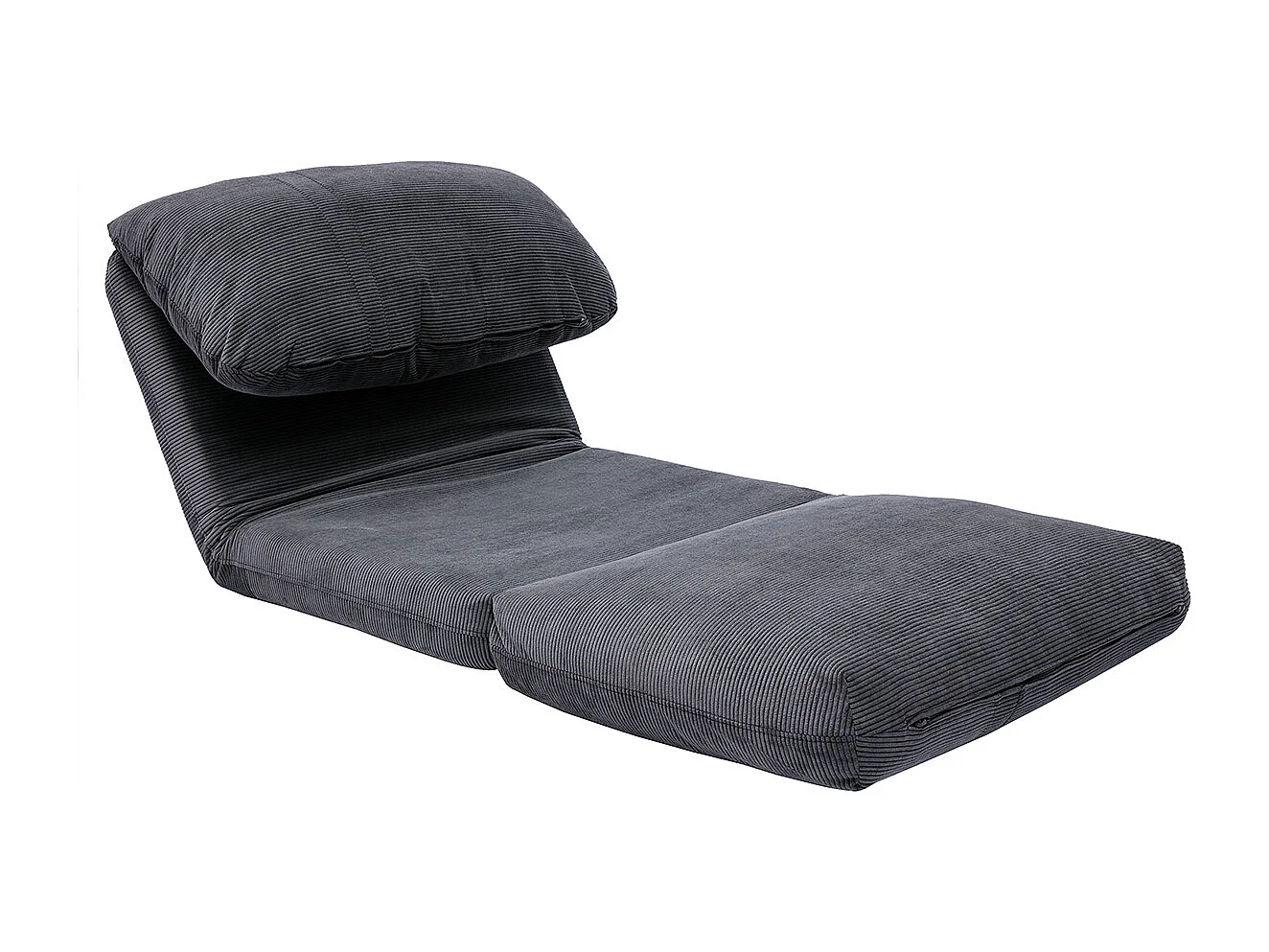 Chauffeuse 1 place convertible en tissu velours côtelé gris foncé SPENCER