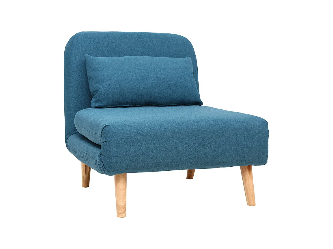 Fauteuil scandinave convertible en tissu bleu canard AMIKO