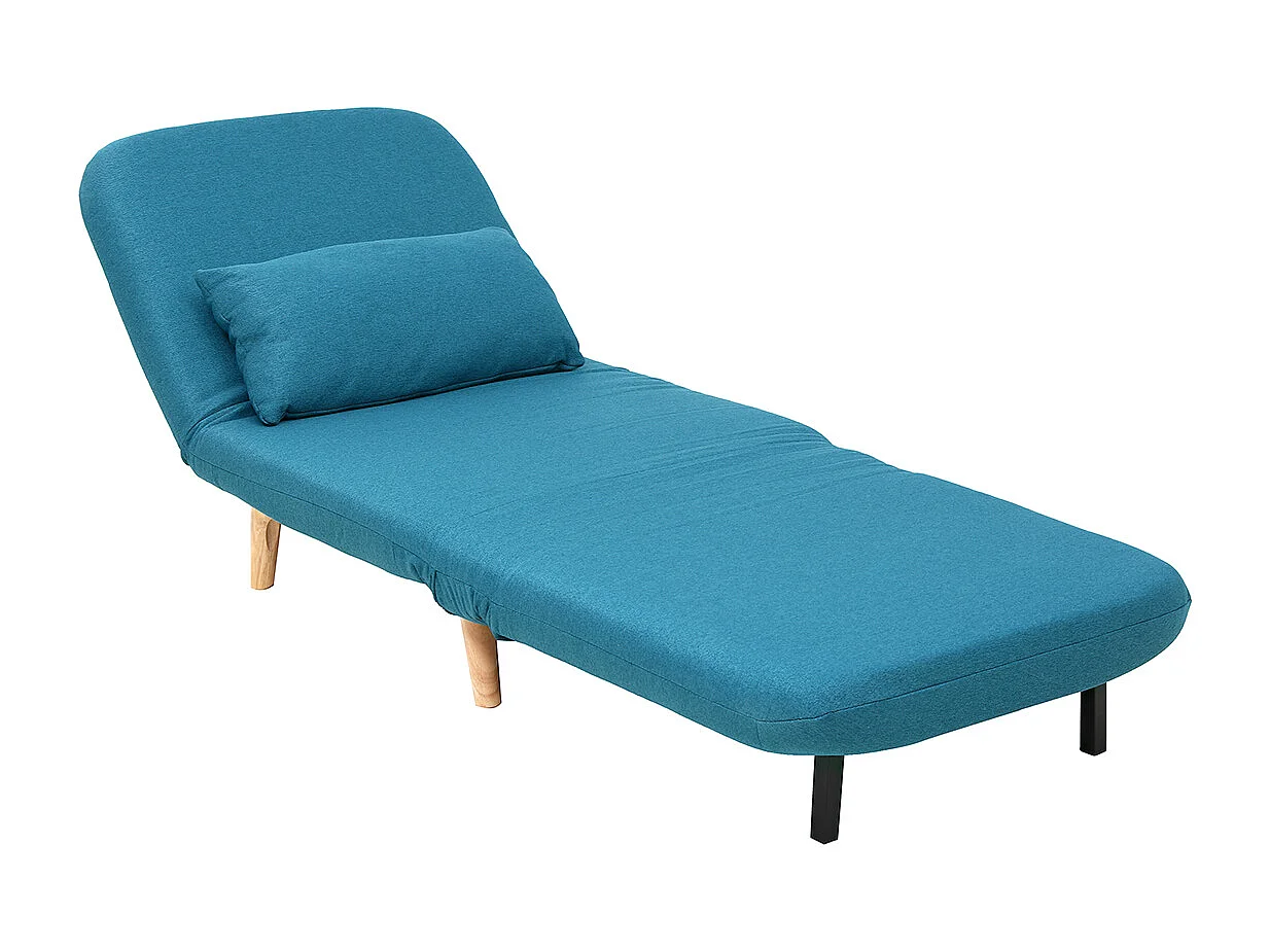Poltrona letto convertibile in tessuto blu anatra AMIKO