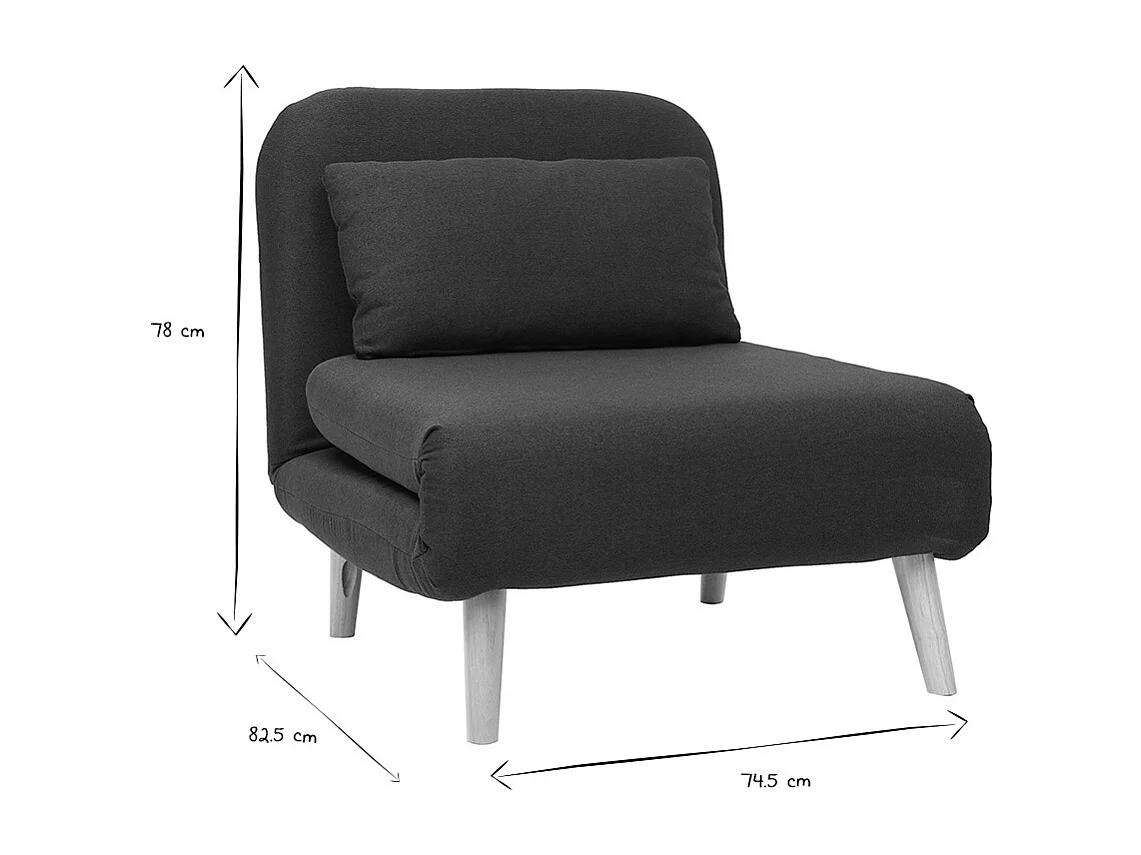 Skandinavischer Schlafsessel Stoff Dunkelgrau AMIKO