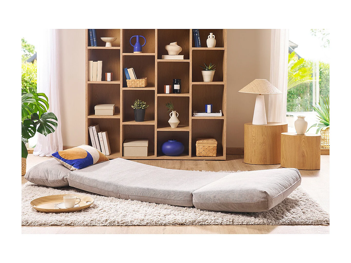 Sillón cama de 1 plaza pana gris claro SPENCER