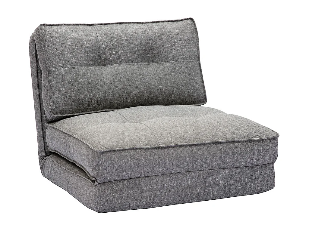 Chauffeuse 1 place convertible en tissu gris chiné SALLY