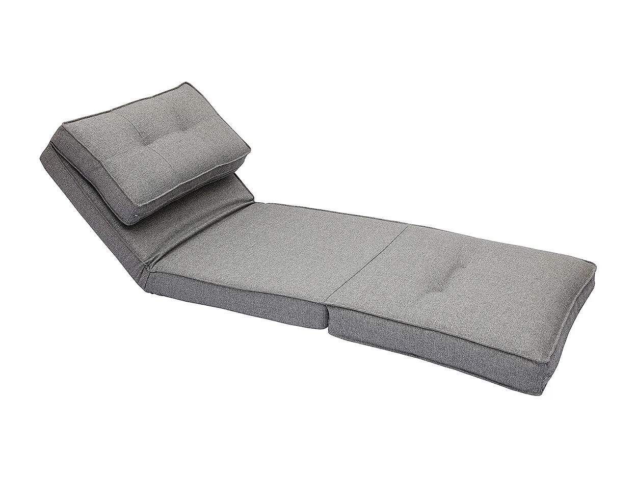 Chauffeuse 1 place convertible en tissu gris chiné SALLY