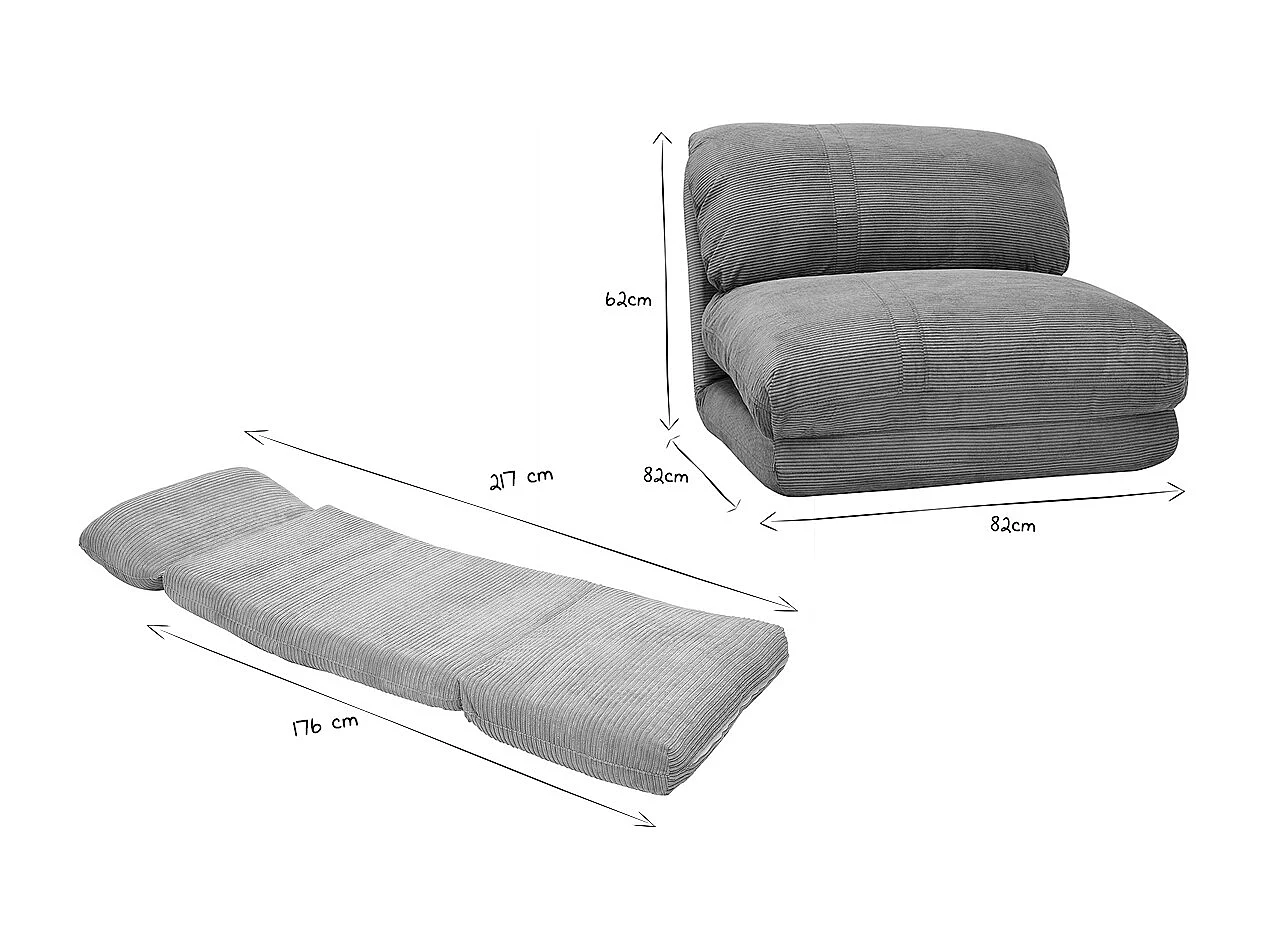 Schlafsessel aus Cord in hellem Grünblau 1-Sitzer SPENCER