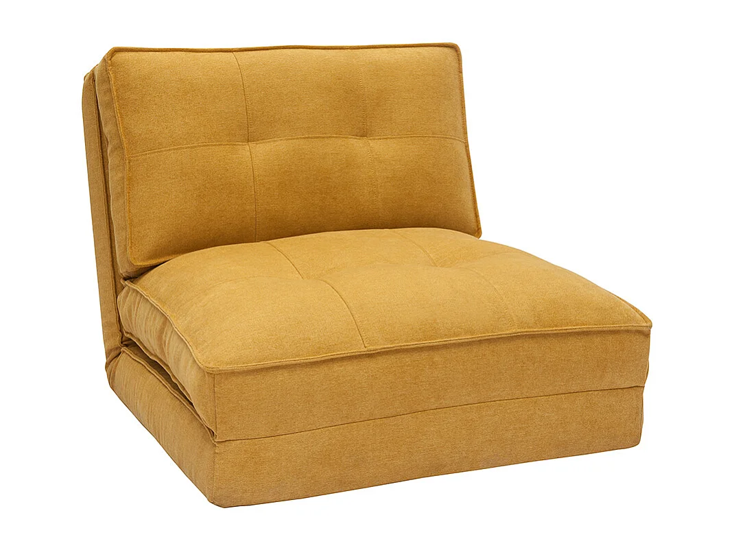 Sillón cama de 1 plaza de tejido efecto aterciopelado amarillo mostaza SALLY