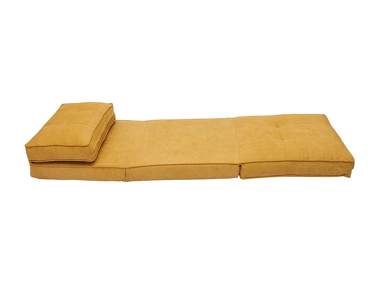 Sillón cama de 1 plaza de tejido efecto aterciopelado amarillo mostaza SALLY