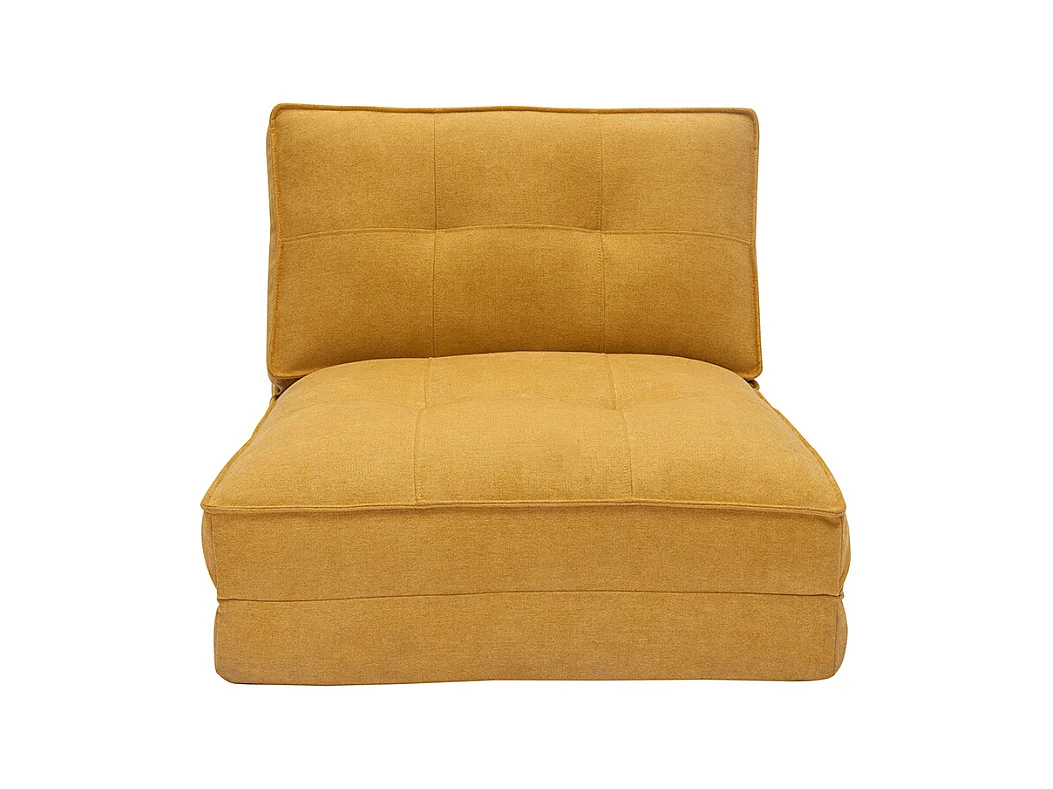 Chauffeuse 1 place convertible en tissu effet velours jaune moutarde SALLY