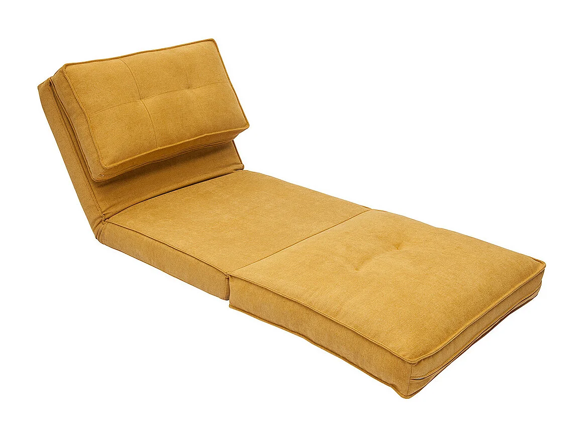 Sillón cama de 1 plaza de tejido efecto aterciopelado amarillo mostaza SALLY
