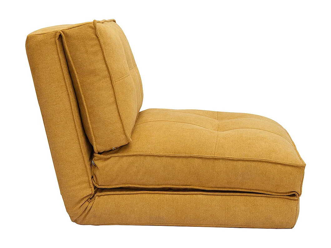 Sillón cama de 1 plaza de tejido efecto aterciopelado amarillo mostaza SALLY