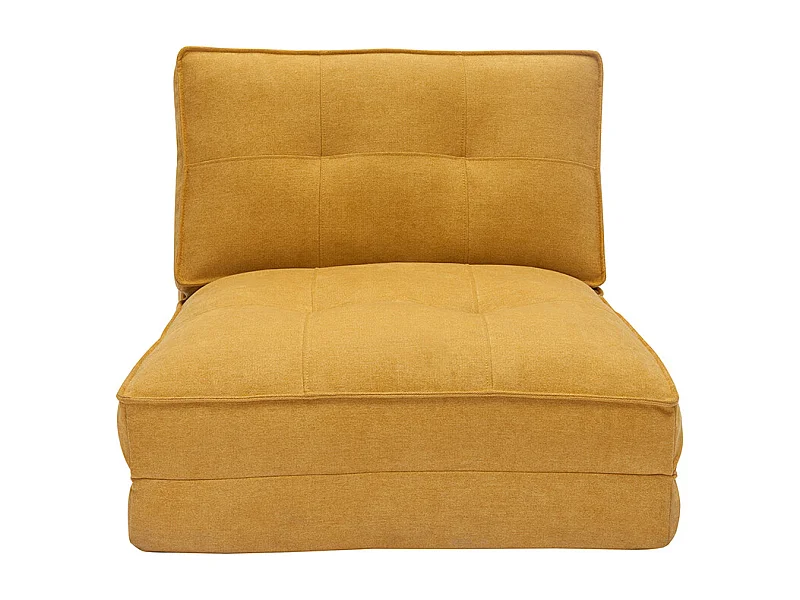 Chauffeuse 1 place convertible en tissu effet velours jaune moutarde SALLY