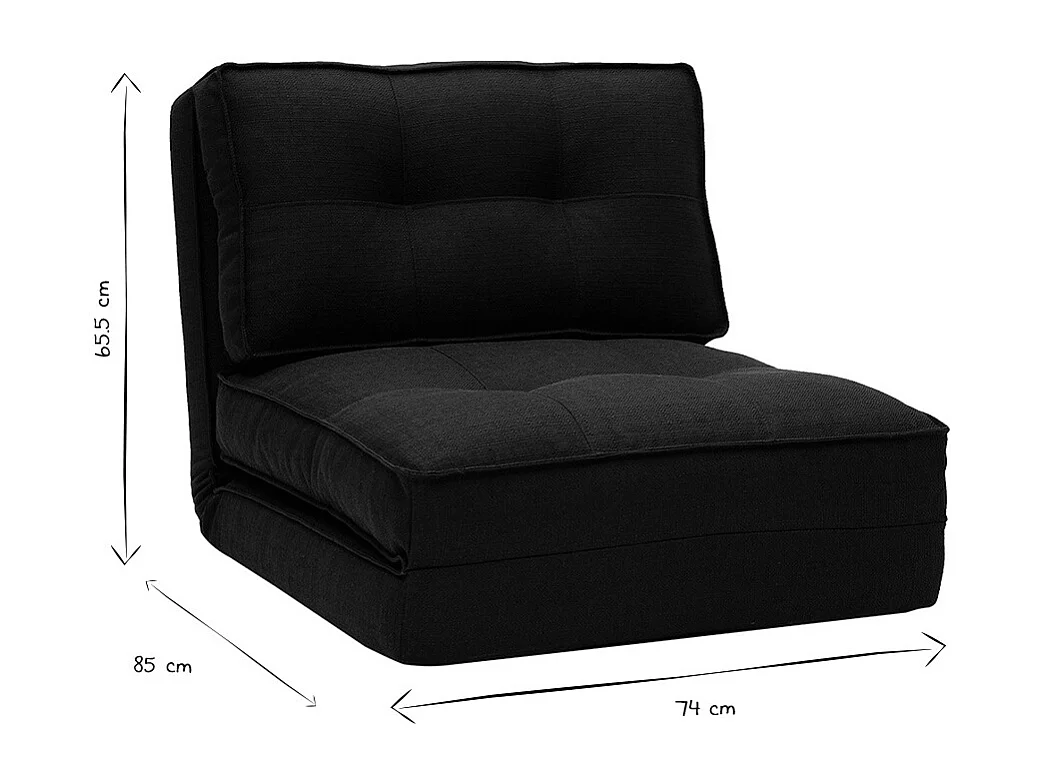 Poltrona letto singola in tessuto nero SALLY