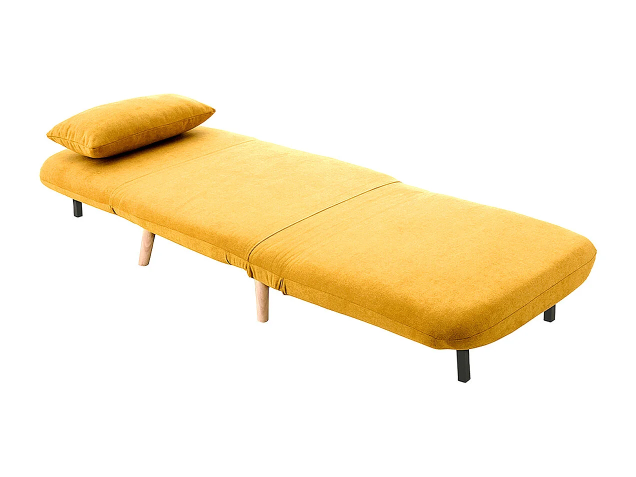 Sillón cama nórdico de tela amarillo mostaza AMIKO