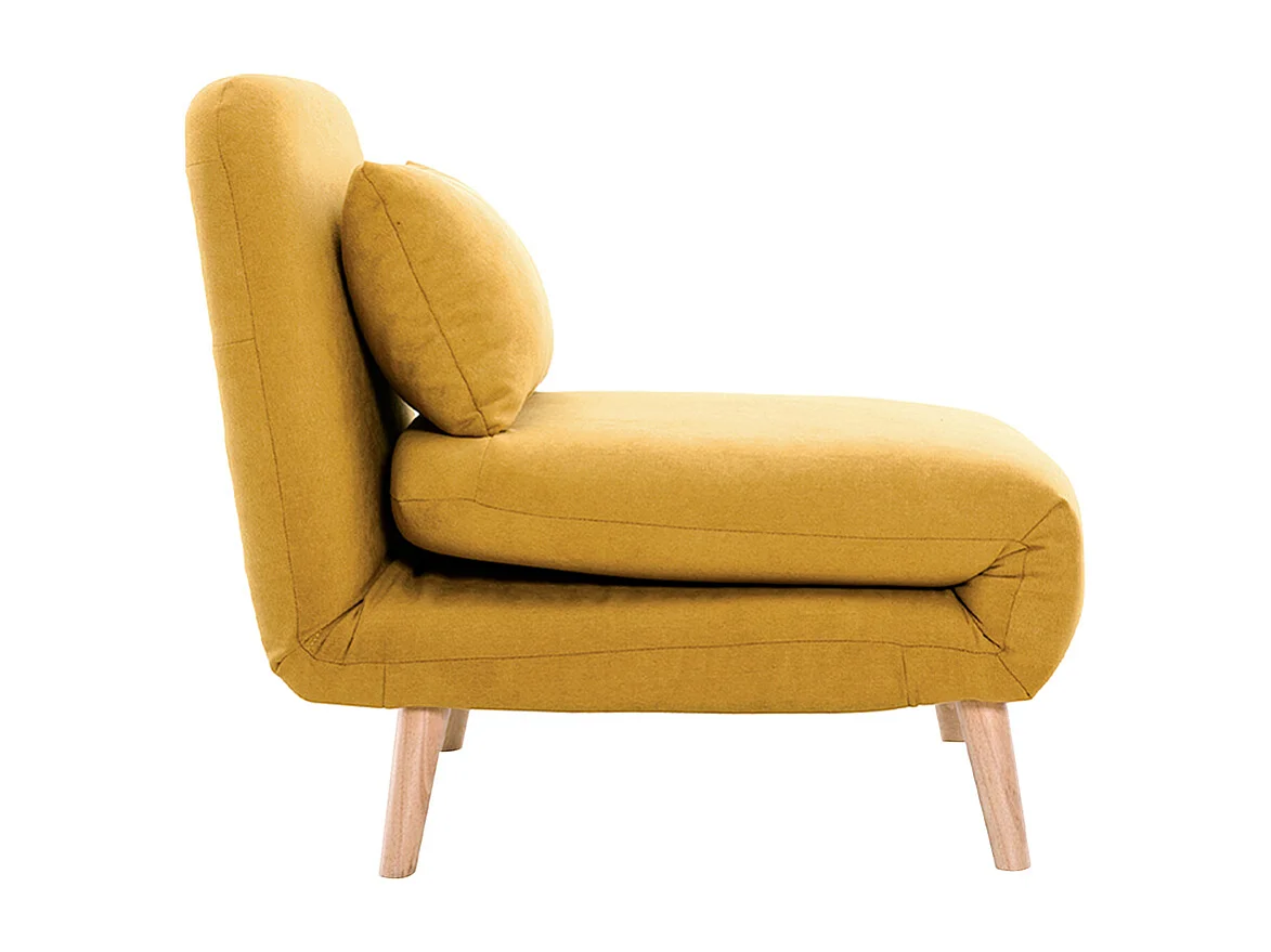 Sillón cama nórdico de tela amarillo mostaza AMIKO