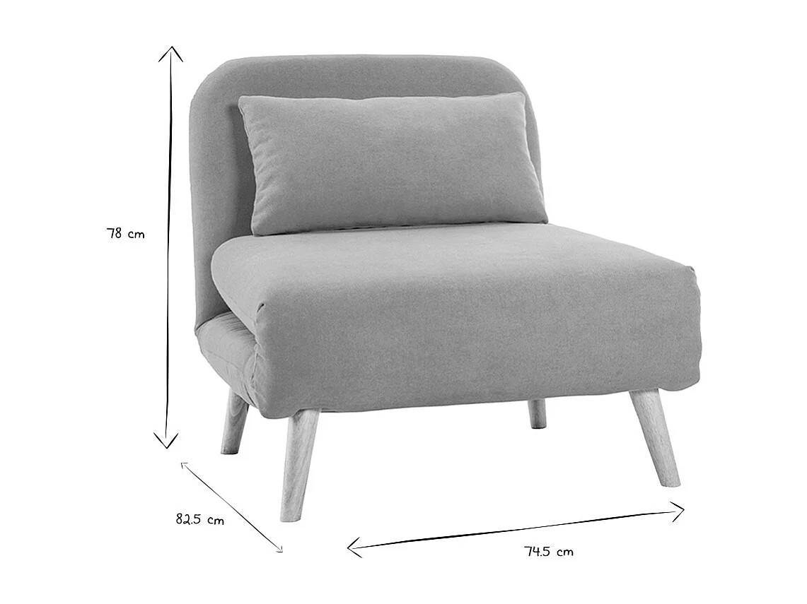 Sillón cama nórdico de tela amarillo mostaza AMIKO