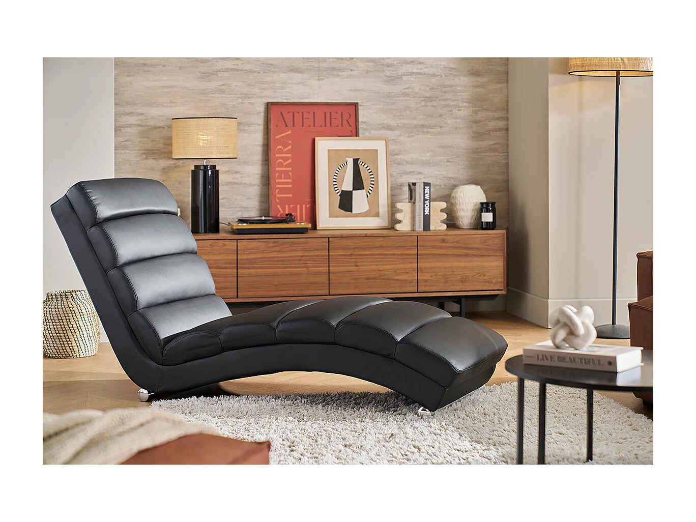 Chaise Longue de diseño negra TAYLOR