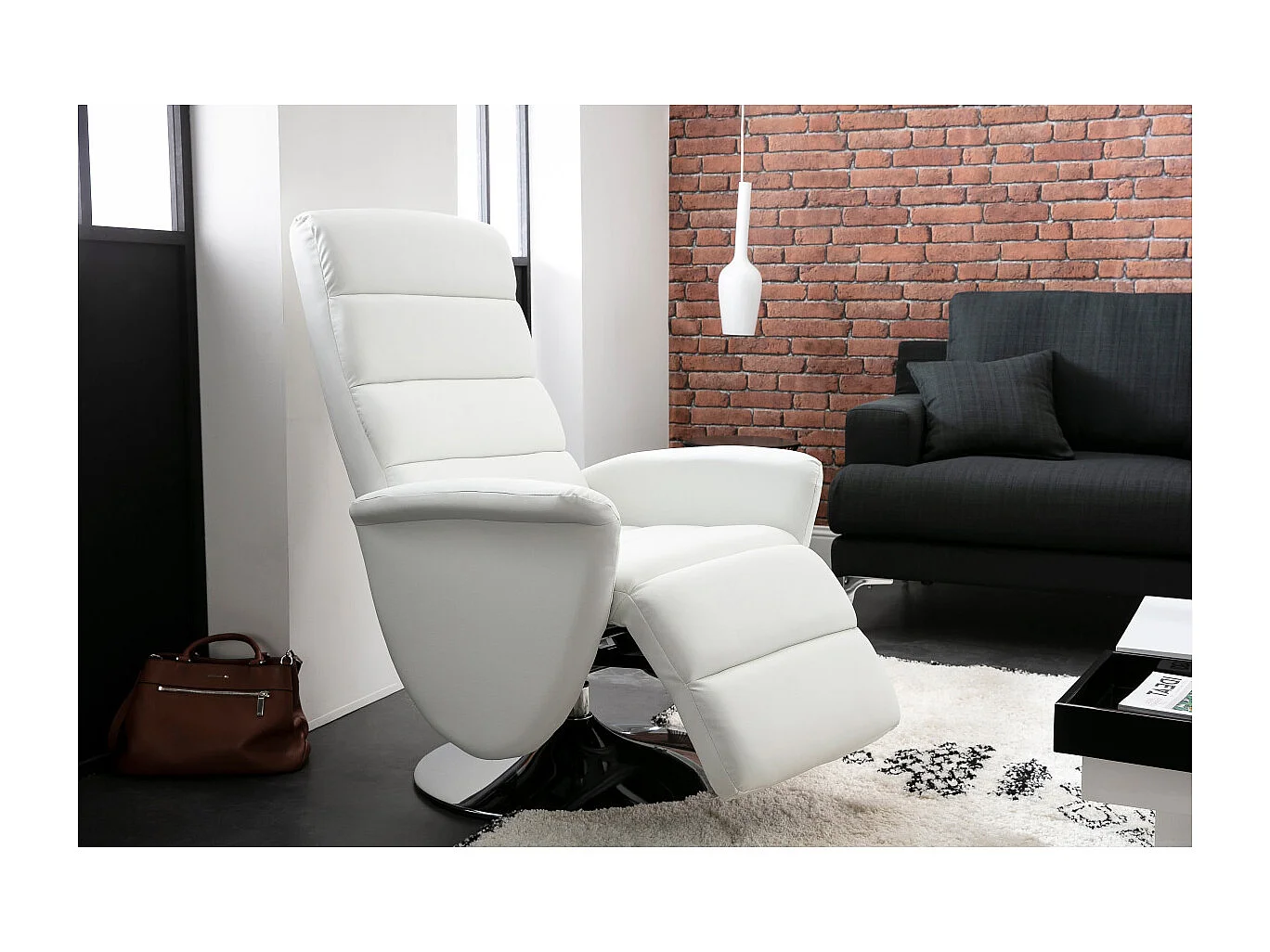 Fauteuil relax manuel blanc NELSON