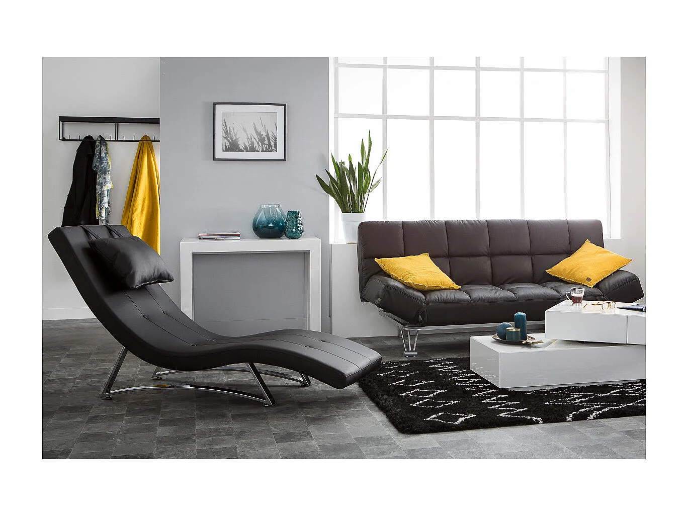 Chaise longue diseño negro MONACO