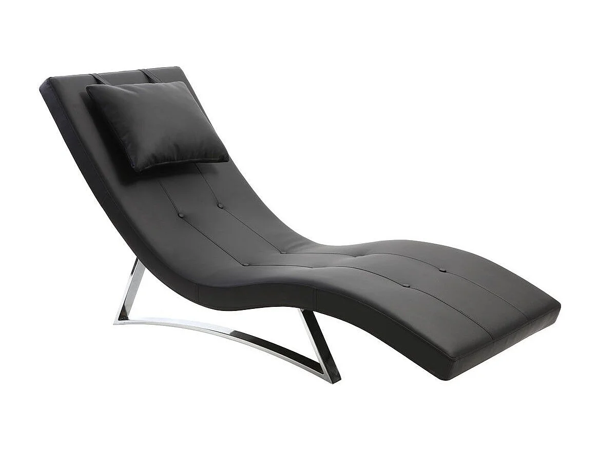 Chaise longue design noir et acier chromé BARTY