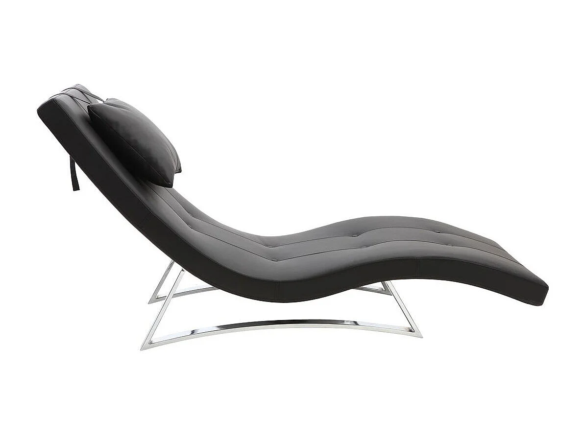Chaise longue design noir et acier chromé BARTY