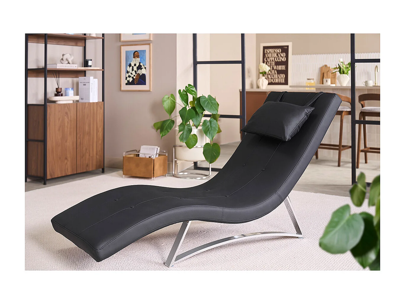 Chaise longue diseño negro MONACO