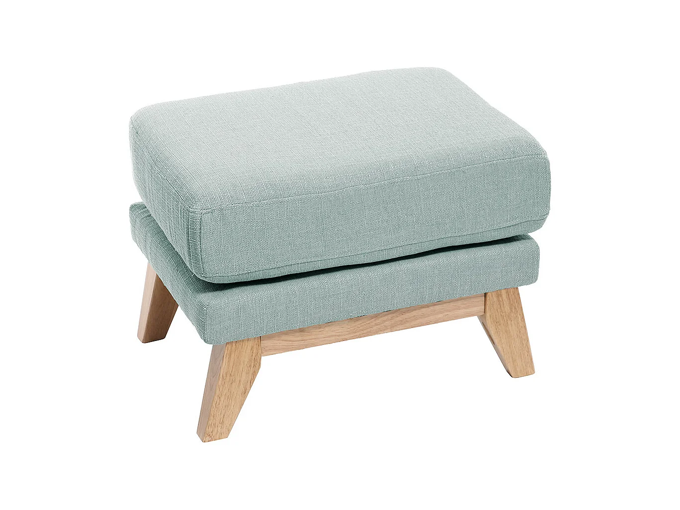 Pouf repose-pieds déhoussable scandinave en tissu vert lagon et bois clair OSLO