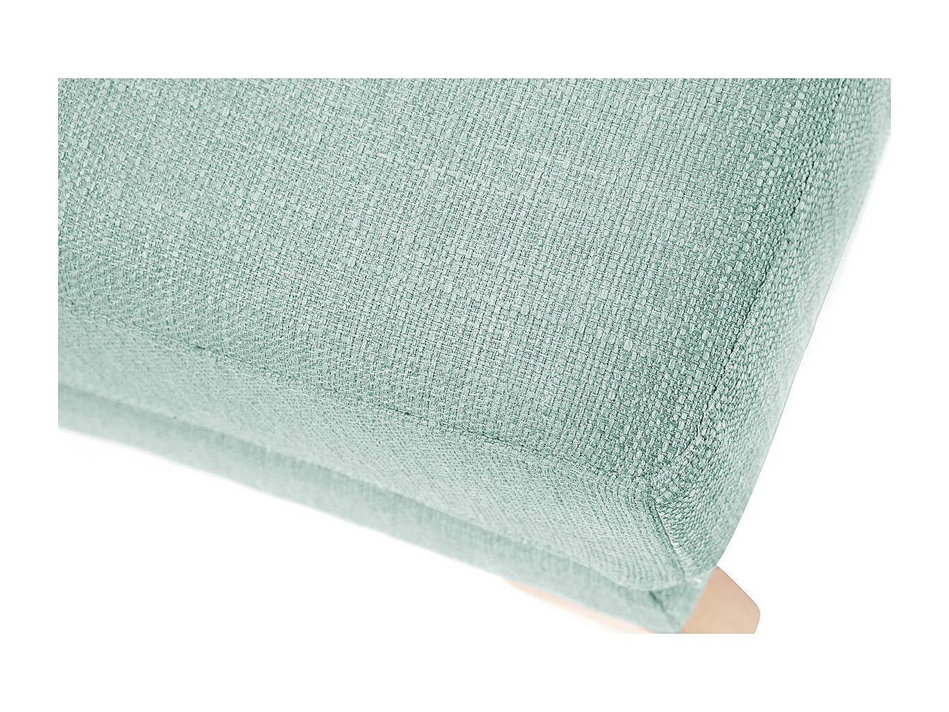 Pouf repose-pieds déhoussable scandinave en tissu vert lagon et bois clair OSLO